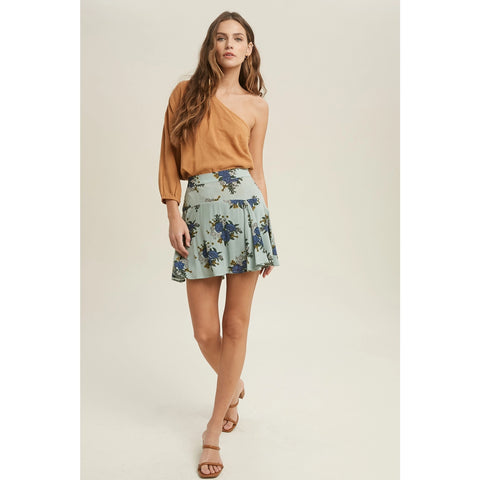 Wishlist Floral Draped Mini Skirt | Sage Combo | $44