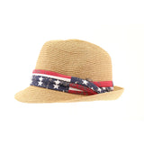 CC Hats American Flag Print Trim Fedora | Natural | Hats | $32