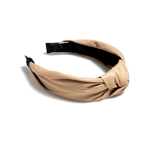 Shiraleah Chicago Knotted Faux Leather Headband | Cream | $16