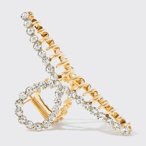 Kitsch Metal Rhinestone Loop Claw Clip | Gold | $14