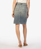 Kut From The Kloth Rose Button Front Denim Skirt | Washed | $80