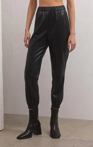 Z Supply Lenora Faux Leather Joggers | Black | $39.99