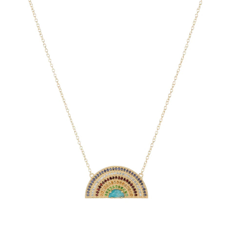 Ashley Schenkein Rainbow Pavé Necklace | Multi Color Gold | $248