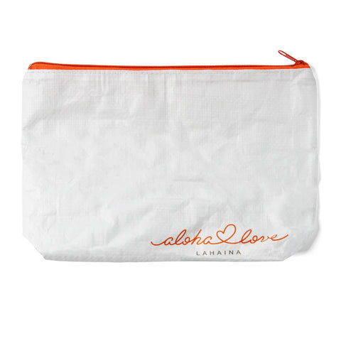 Aloha Love Lahaina | Logo Pouch | White | $12