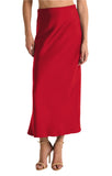 Z Supply Europa Luxe Sheen Midi Skirt | Haute Red | $70