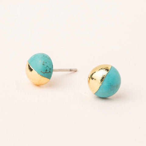 Scout Dipped Stone Stud | Turquoise/Gold | $20