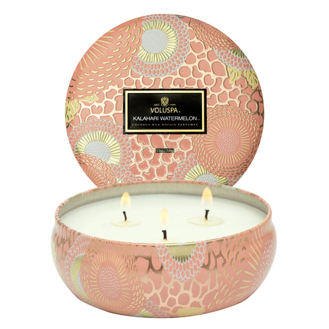 Voluspa Coconut Wax Three Wick Tin Candle | Kalahari Watermelon | $28