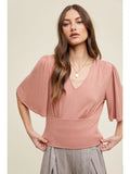 Wishlist Flutter Sleeve French Terry Top | Ginger | $46