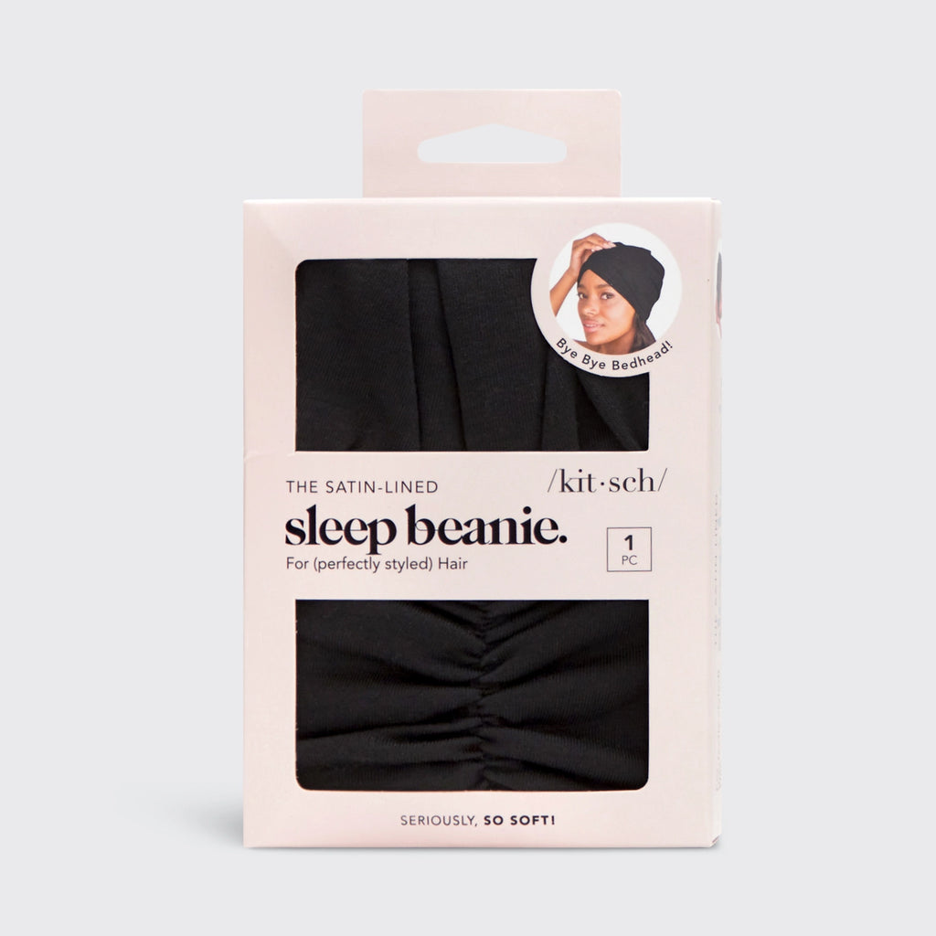Kitsch Sleep Beanie with Satin Lining | Black | $24