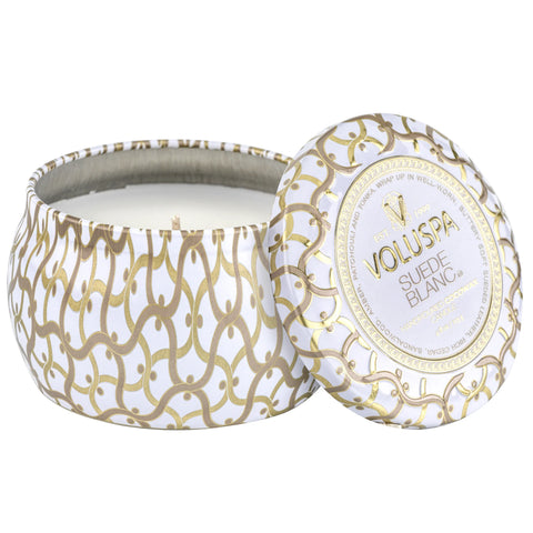 Voluspa Coconut Wax Mini Tin | Suede Blanc | Candles | $14