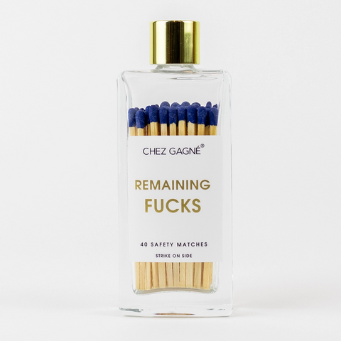 Chez Gagne' Glass Bottle Matches | Remaining Fucks | Home & Gifts | $16