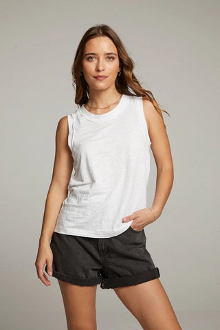 Chaser Raw Edge Muscle Tank | White | $58