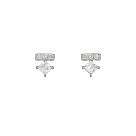 Ashley Schenkein Denver Pave Bar and Princess Stud | Sterling Silver | Earrings | $62
