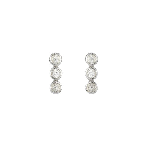 Ashley Schenkein 3 Bezel White Topaz Studs | Sterling Silver | $58