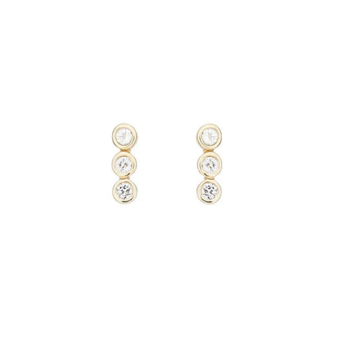 Ashley Schenkein 3 Bezel White Topaz Studs | 18k Gold Vermeil | $58