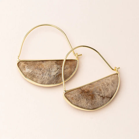 Scout Stone Prism Hoop | Fossil Coral/Gold | Earrings | $26