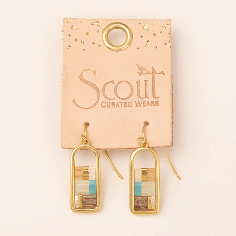 Scout Good Karma Miyuki Frame Earrings | Mint/Peach/Gold | $28