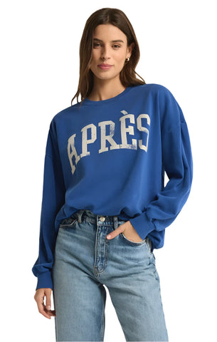 Z Supply Apres Crewneck Sweatshirt  | Palace Blue | $72