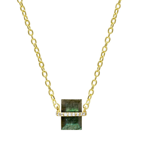 Ashley Schenkein Pavé Wrapped Baguette Labradorite | 18k Gold Vermeil | $120