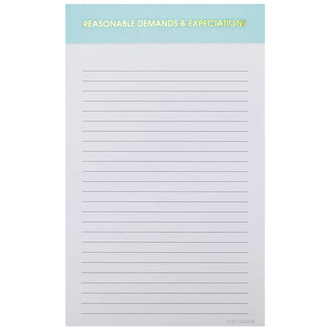 Chez Gagne' Notepad | Reasonable Demands and Expectations | $12