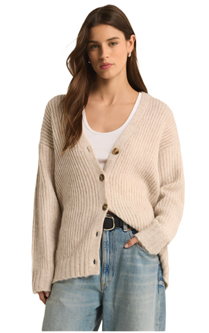 Z Supply Josie Cozy Cardi | Light Oatmeal Heather | $98