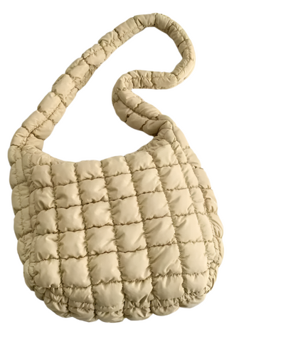 June Ruby Soft Puffer Cloud Shoulder Bag | Ecru | $28