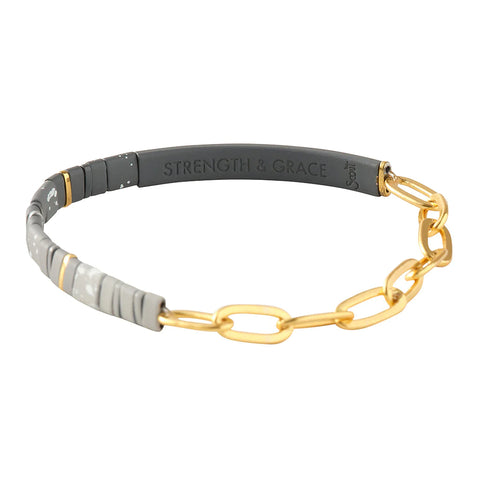 Scout Hidden Message Chain Bracelet | Strength & Grace Charcoal | Bracelets | $24