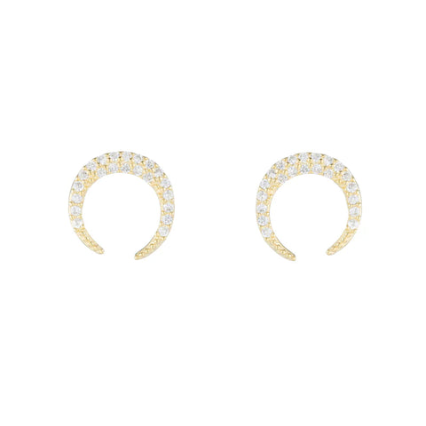 Ashley Schenkein Pavé Crescent Studs | 18k Gold Vermeil | $48