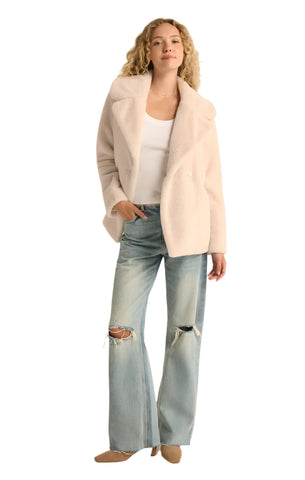 Z Supply Gem Double Breasted Fur Coat | Winter White | $142