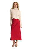 Z Supply Europa Luxe Sheen Midi Skirt | Haute Red | $70