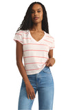 Z Supply Striped Modern V-Neck Tee | Red Hot | $46