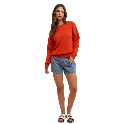 Wishlist Cotton Crew Sweater | Papaya | $68