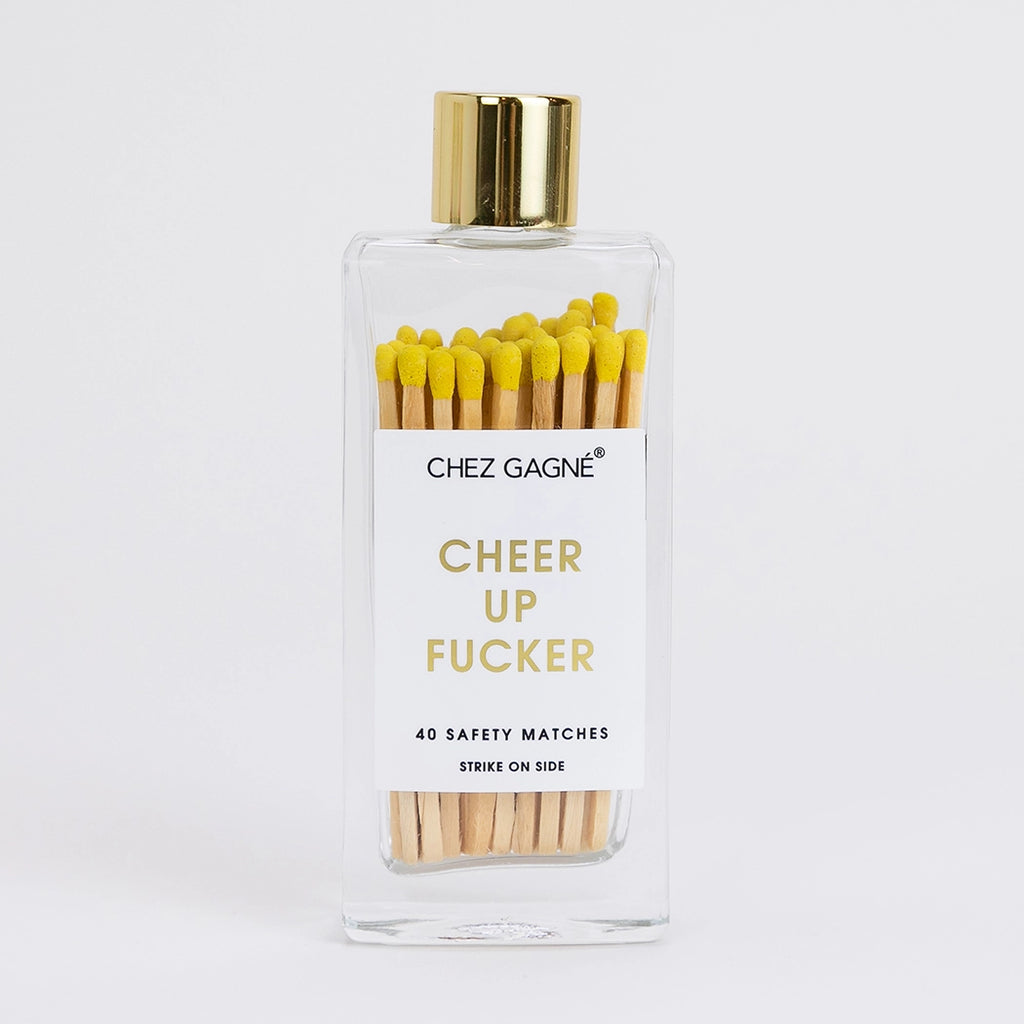 Chez Gagne' Glass Bottle Matches | Cheer Up Fucker | $16