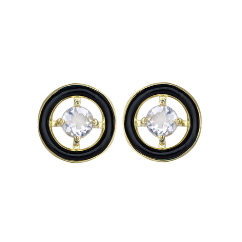 Ashley Schenkein Round Black Enamel Earrings | 18k Gold Vermeil | $75