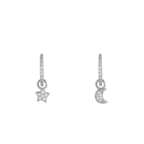 Ashley Schenkein CZ Pavé Moon and Star Drop Earrings | Sterling Silver | $62