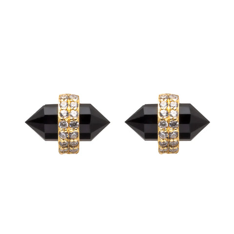 Ashley Schenkein Black Garnet & Pavé Band Studs | 18k Gold Vermeil | $82