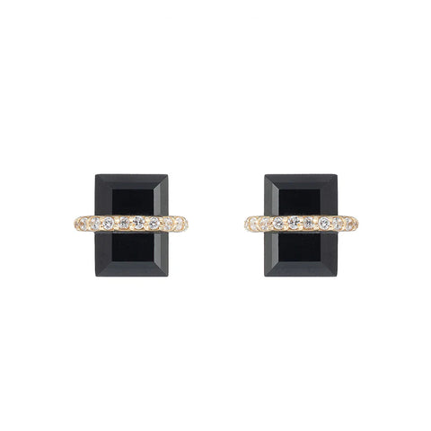 Ashley Schenkein Cushion Cut Black Garnet W/ Pavé Band Studs | 18k Gold Vermeil | $82