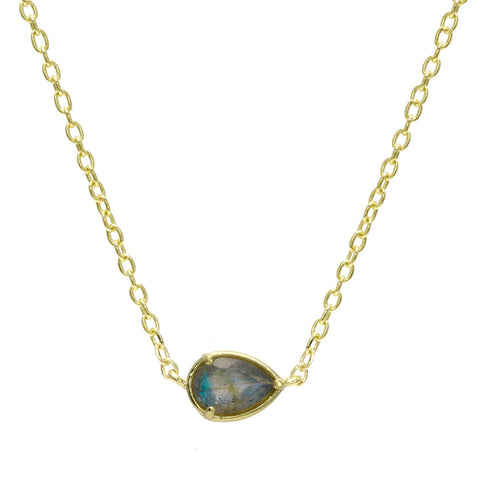 Ashley Schenkein East-West Bezel Set Labradorite Pear Necklace | 18k Gold Vermeil | $98