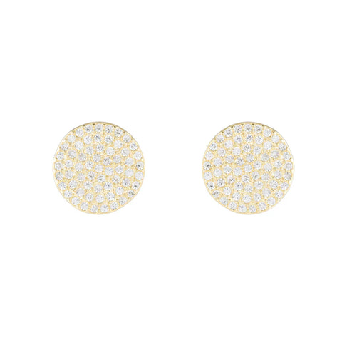 Ashley Schenkein Pavé Disc Studs | 18k Gold Vermeil | $68