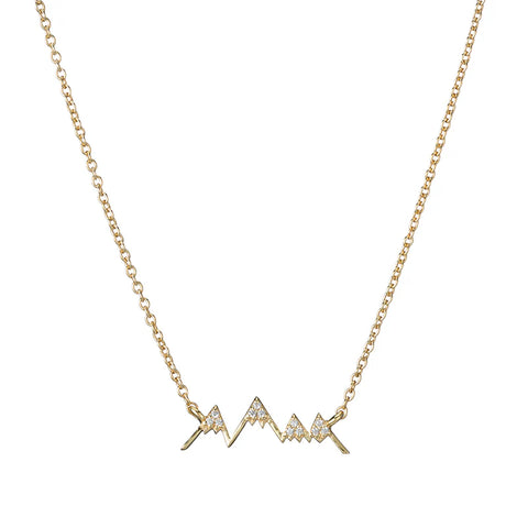 Ashley Schenkein Pavé Mountain Outline Necklace | 18k Gold Vermeil  | $98