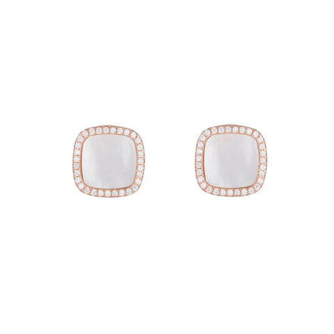 Ashley Schenkein Pavé Mother Of Pearl Studs | 18k Rose Gold Vermeil | $78