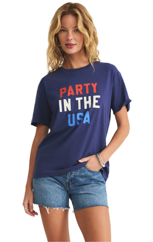Z Supply Party Boyfriend Tee | Yacht Blue | $44