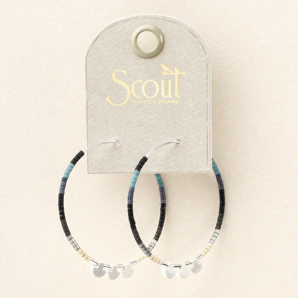 Scout Chromacolor Miyuki Large Hoop | Black Multi/Silver | Earrings | $26